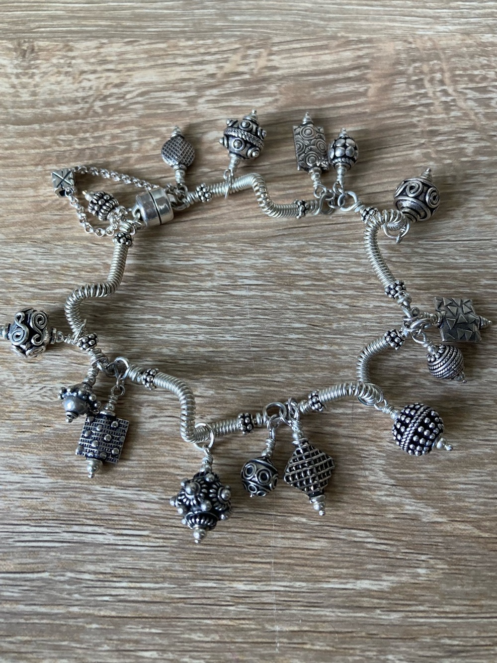 Handmade Sterling Silver Dangle Beaded Bracelet